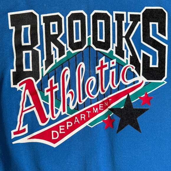 Retro Vintage 90s Brooks Athletic Blue Sweatshirt - Picture 3 of 8